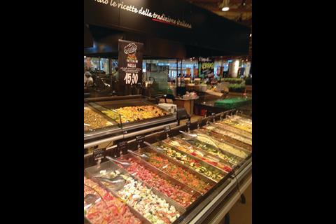 Iper customers can choose from a number of counters, all of which serve either fresh or freshly made products served with wine or beer in an “informal dining area”.